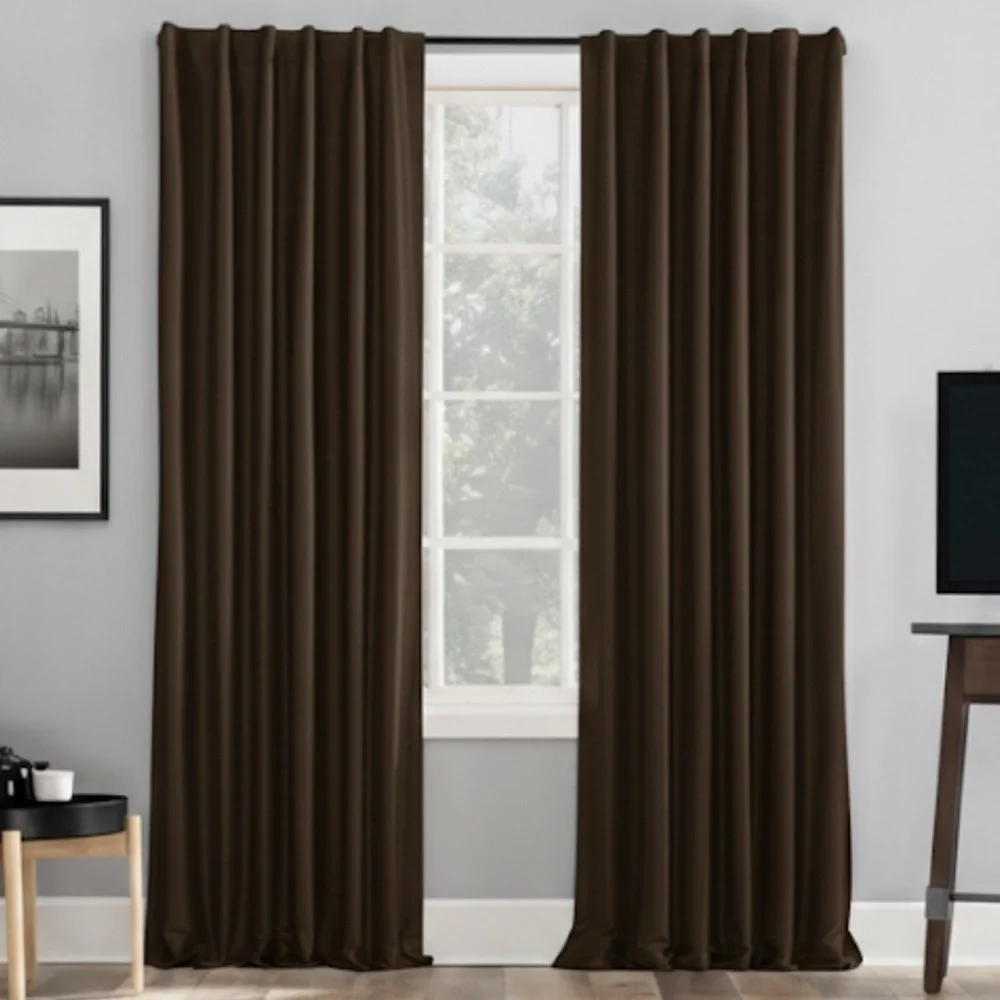 Sun Zero Faux Dupioni Silk Thermal Blackout Back Tab Curtain 50